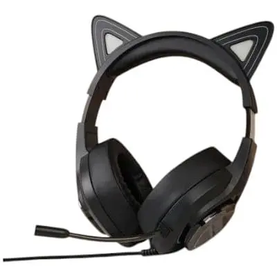 Навушники Hoco Cute cat luminous cat ear gaming headphones W107 чорно рожеві 6931474791252 - фото 2