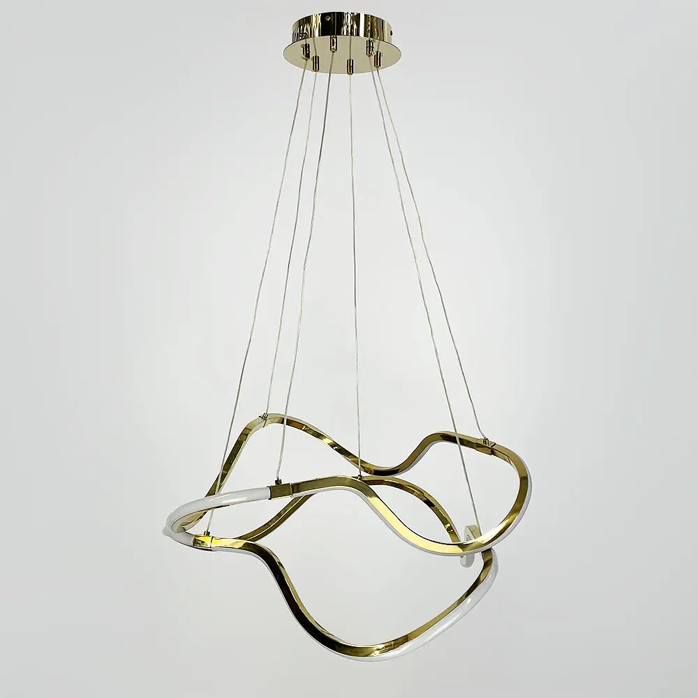Золотая люстра с двумя волнообразными кольцами d70 см Ст. Y 405-700+700 GD Line F - фото 9