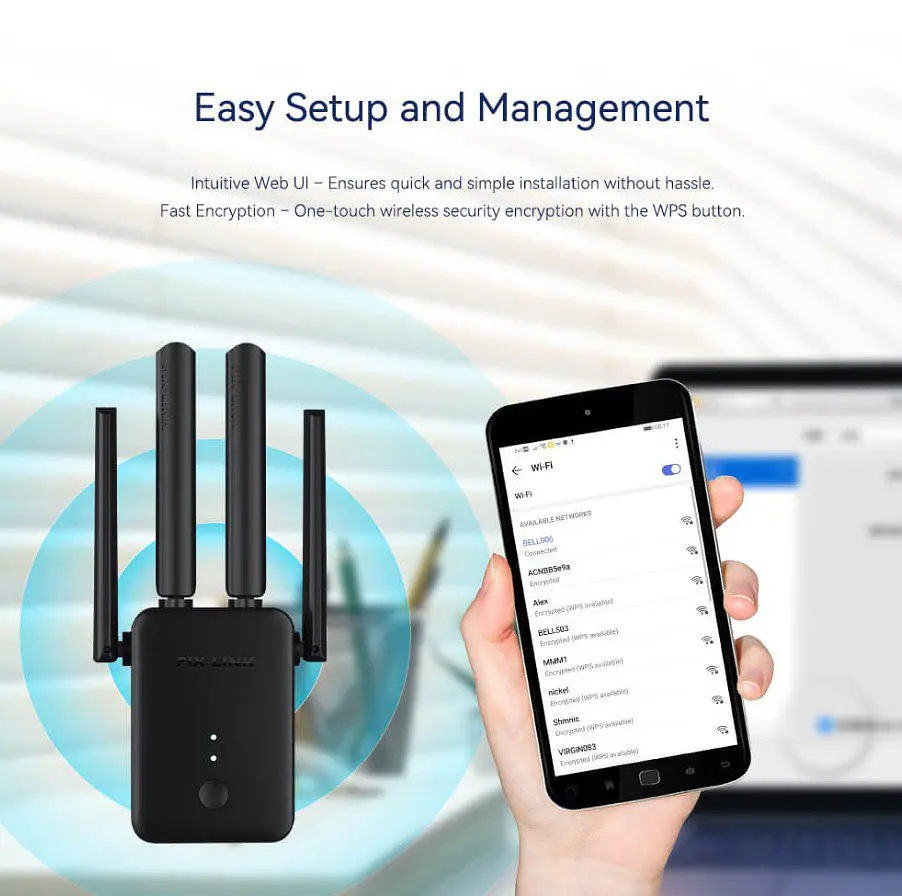Усилитель сигнала Wi-Fi ретранслятор, репитер, точка доступа Pix-Link LVWR42Q 220V, 300Mbps, 2.4GHz - фото 5