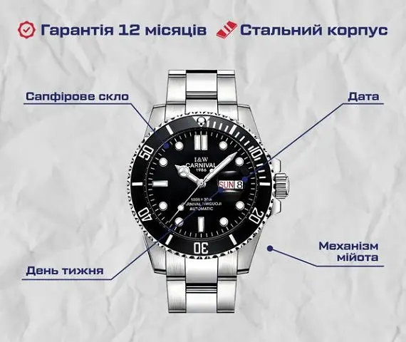 Годинник чоловічий наручний Carnival Patent (Сріблясті) - фото 8