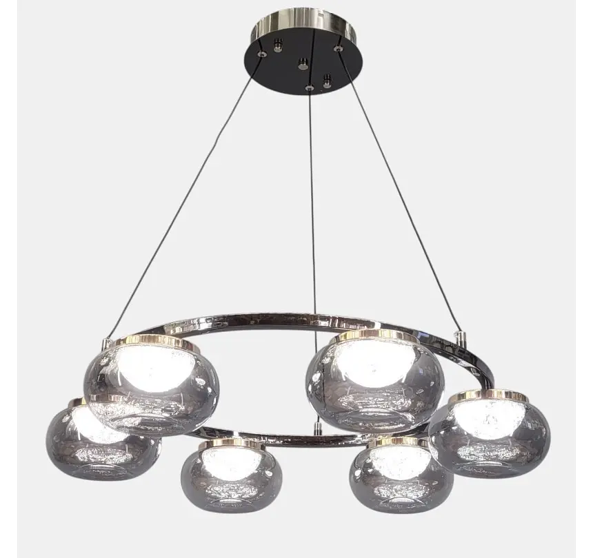 Світлодіодна люстра підвісна Artlight LQ7125-6 з шістьма графітовими плафонами, 35W - фото 4