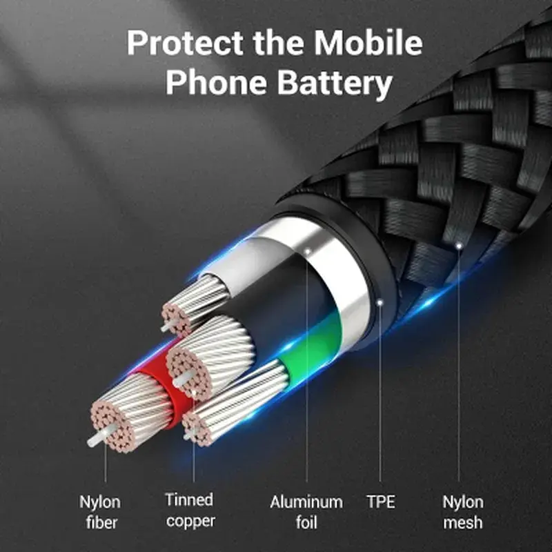 Дата кабель USB 2.0 AM to USB-C 1.0m 3A black Vention (COKBF) - фото 3