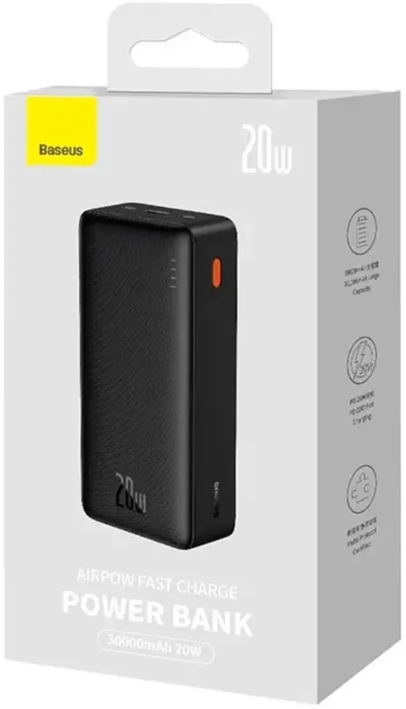 Портативний аккумулятор - універсальна батарея Baseus Airpow 30000mAh 20W (PPQD090101) чорний PPQD090101 - фото 4
