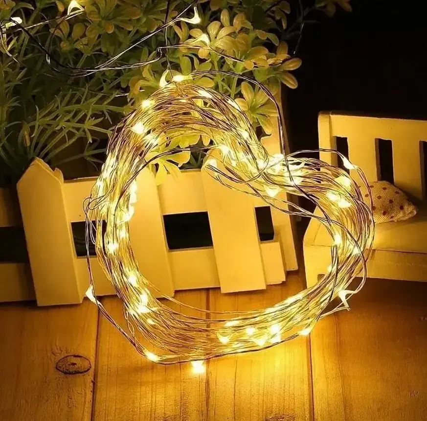 Светодиодная гирлянда нить капля росы 4.5м 50led батарейки - фото 2