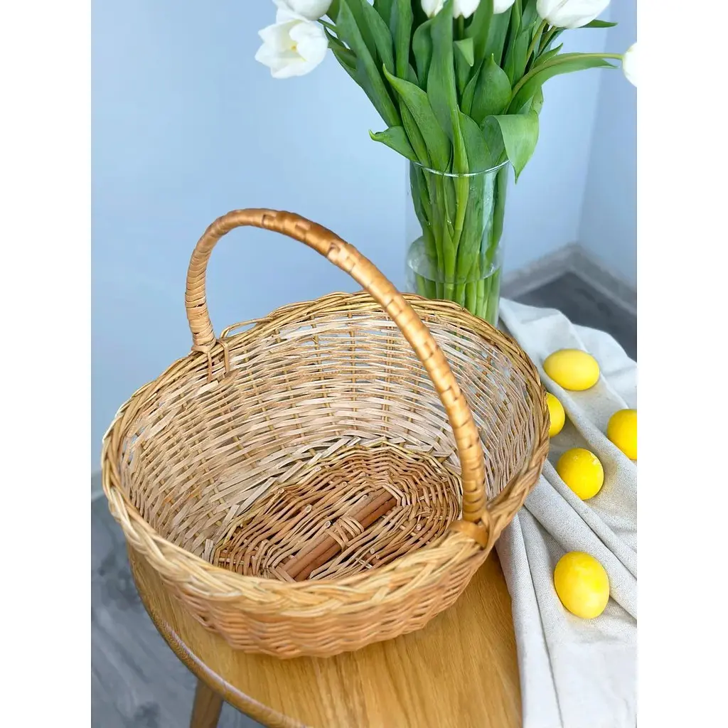 Пасхальная корзина из лозы с одной ручкой Подолье Коричневая - фото 2