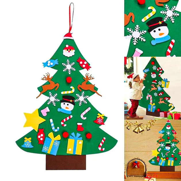Дитяча ялинка з іграшками із фетру на стіну 95*70см ялинка Chrismas Free - фото 2