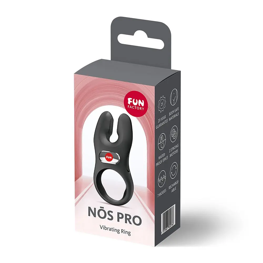 Ерекційне віброкільце з подвійною стимуляцією клітора Fun Factory NŌS PRO Black, 2 мотори - фото 8