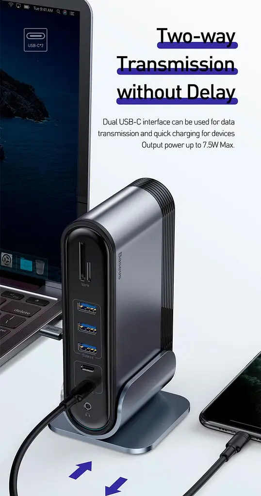 Хаб адаптер Baseus Working Station Multifunctional Type-C Hub Adapter 16-в-1 CAHub-BG0G - фото 8