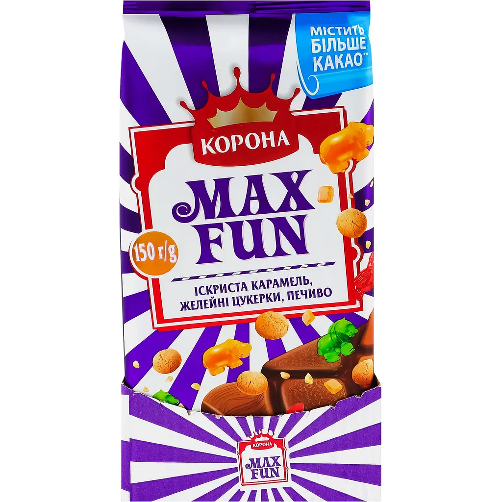 Шоколад молочный Корона Max Fun Карамель, мармелад и печенье 150 г (918395) - фото 2