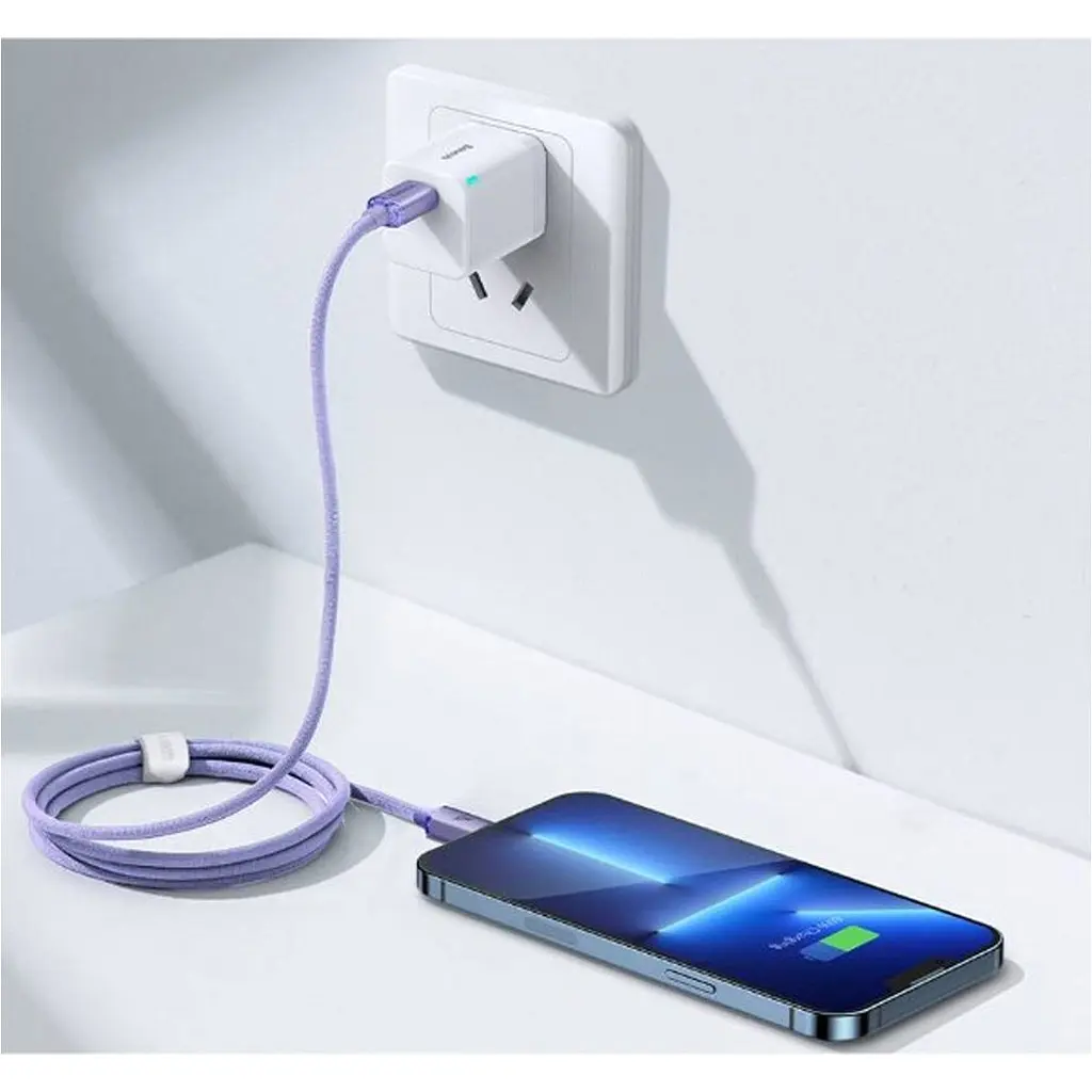 Кабель Baseus Crystal Shine Series USB-C to Lightning 20W 1.2m Purple (CAJY000205) [169543] - фото 5
