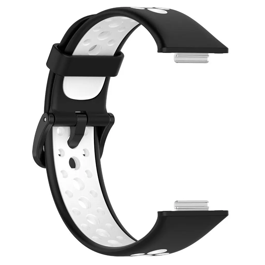 Силиконовый ремешок Primolux Perfor Classic для смарт-часов Huawei Watch Fit 2- Black White - фото 3