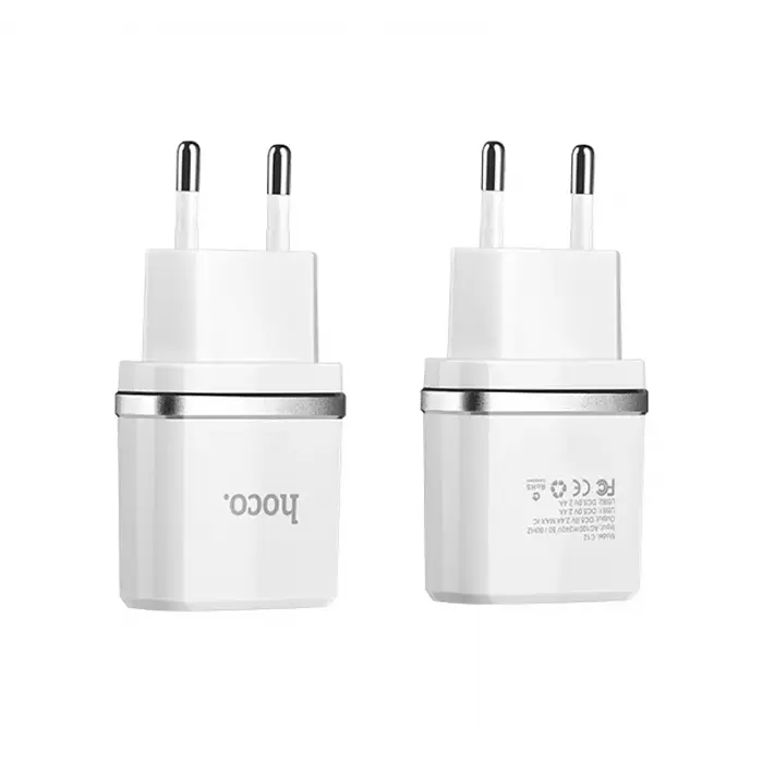 Сетевое зарядное устройство для телефона HOCO C12 (2USB 2.4A) Белый - фото 2