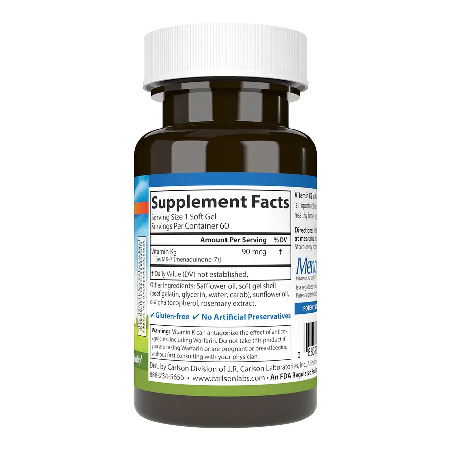 Витамины и минералы Carlson Labs Vitamin K2 MK-7 90 mcg, 60 капсул - фото 3