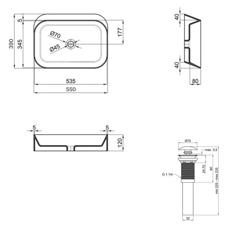 Раковина накладная Qtap Scorpio 550x390x120 White с донным клапаном QT14112243WN48463 - фото 6