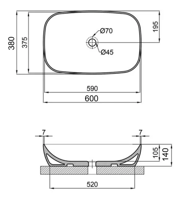 Раковина Qtap Cardinal 600х380х140 мм, White, овальна, без донного клапана QT04116257W - фото 2