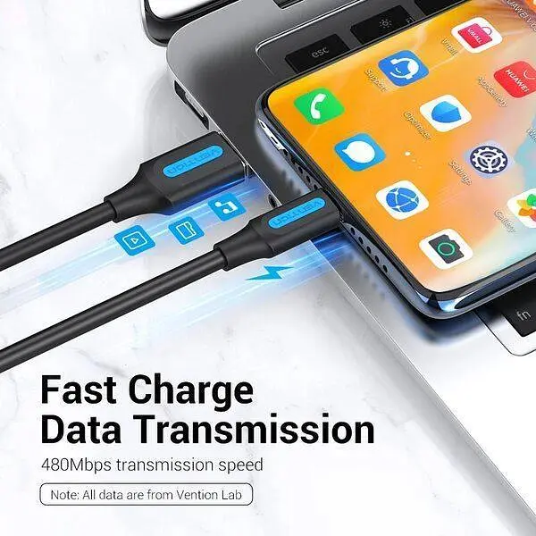 Кабель Vention USB to Type-C 3A Quick Charge 1 м Black (COKBF) - фото 2