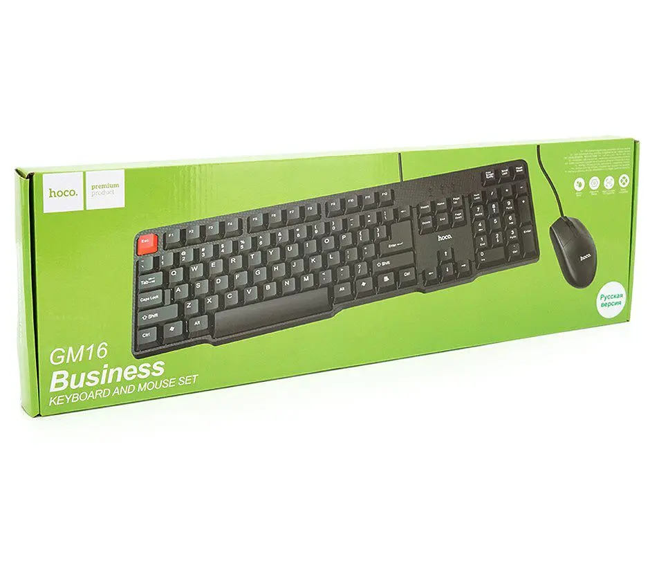 Комплект клавіатура та мишка HOCO GM-16 USB KB+Mouse Black (Eng/Pyc) - фото 4