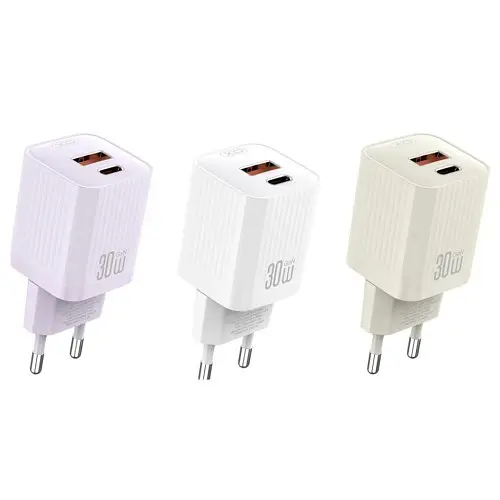 Мережевий зарядний пристрій XO L149(EU) PD30W 1USB-A+1USB-C Charger Бузковий - фото 5