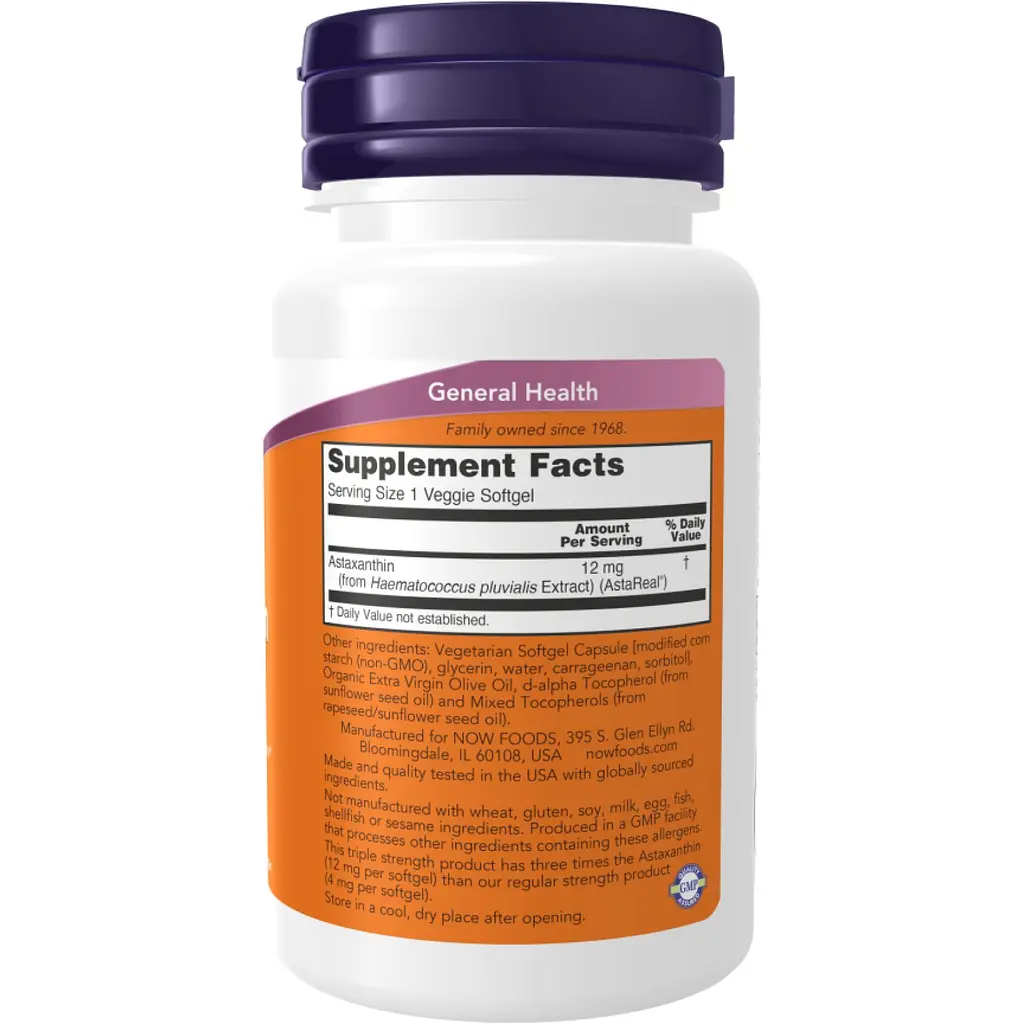 Астаксантин Now Foods Astaxanthin Triple Strength 12 мг 60 капсул - фото 2