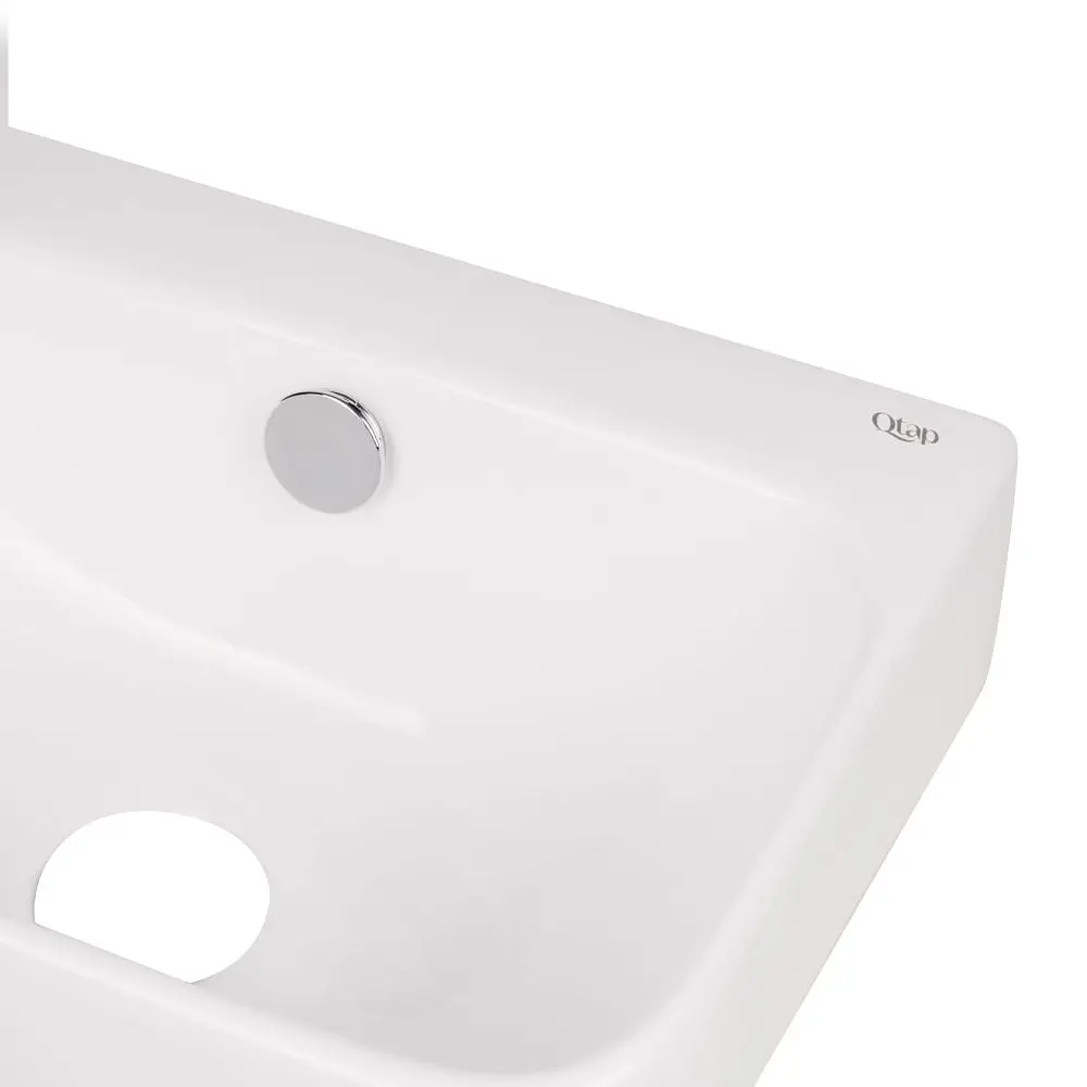 Умивальник Qtap Tern підвісний прямокутний ліва 450x260x155 мм White + донний клапан PU02O, Білий - фото 5