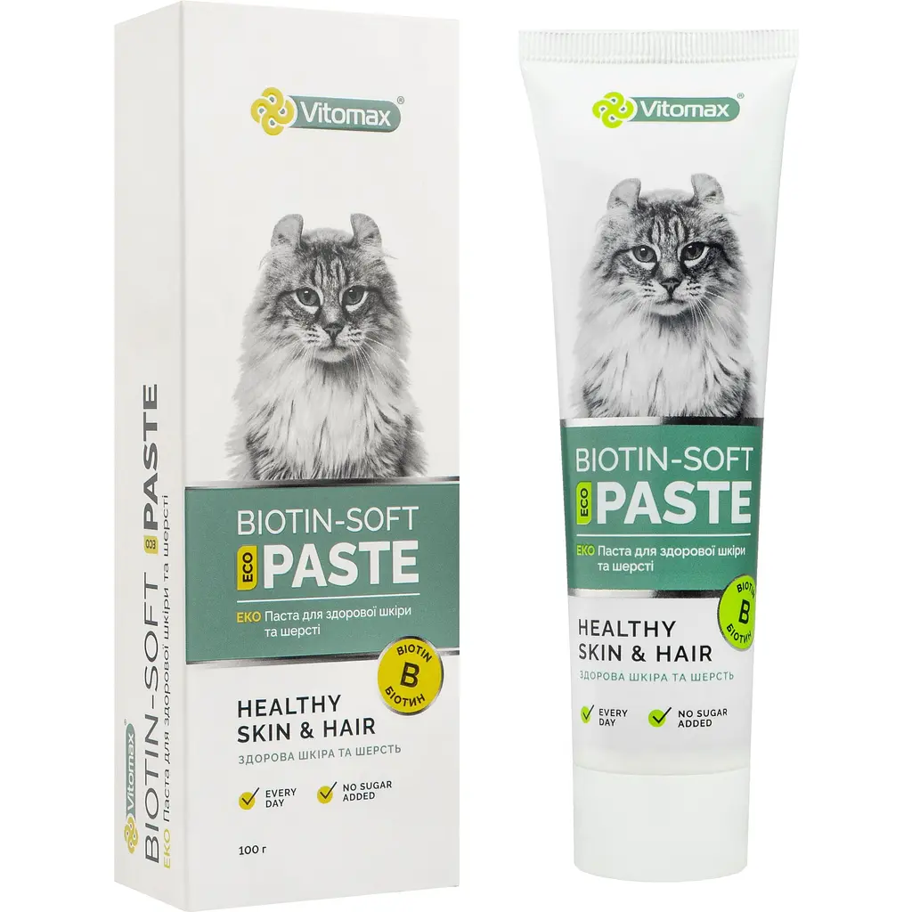 Паста Vitomax Eco Biotin-Soft для здоровой кожи и шерсти кошек 100 г - фото 3