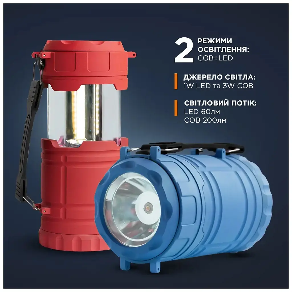 Ліхтар Quantum Nice red 1WLED + 3WCOB 3xAA (QM-FL3042) - фото 5