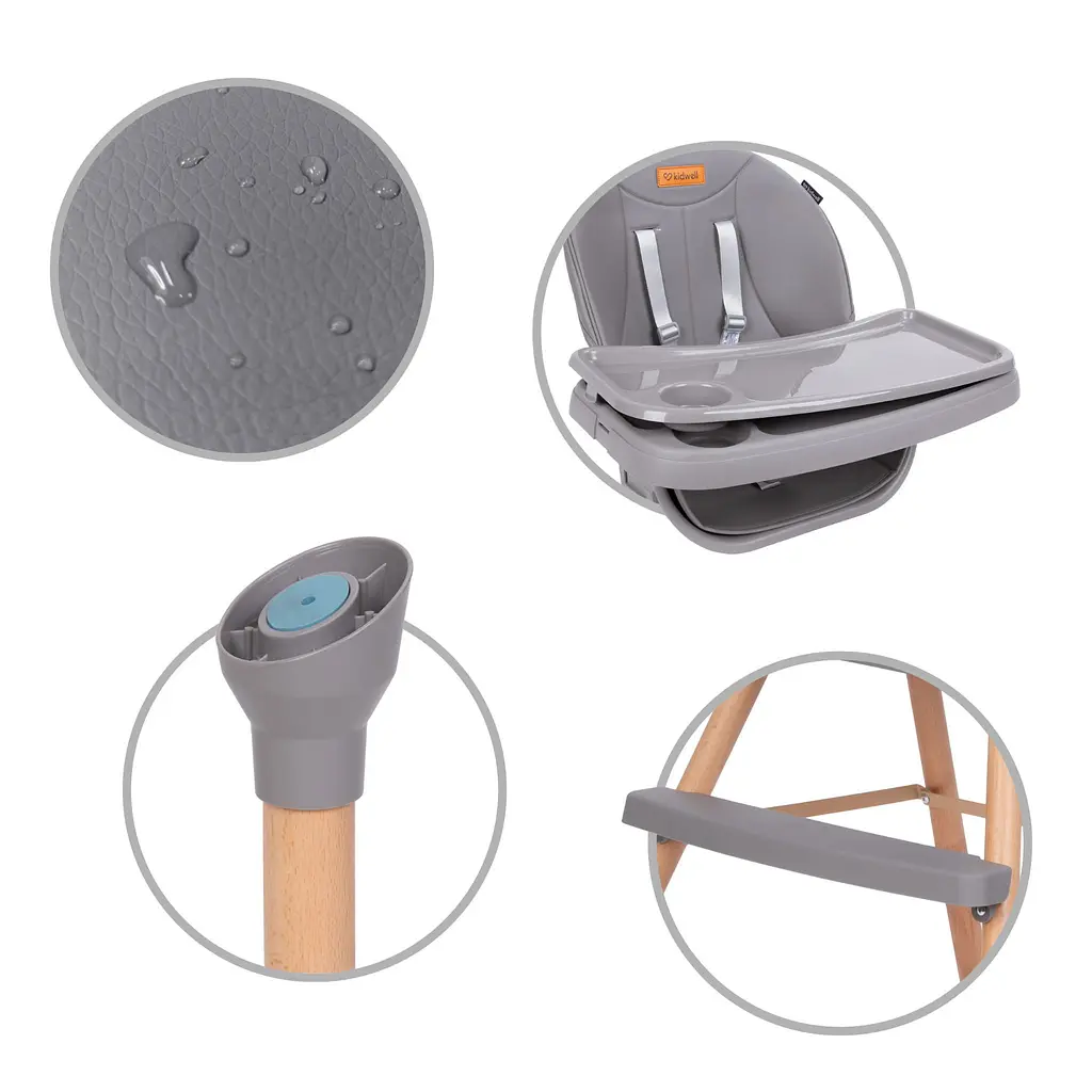 Стульчик для кормления Kidwell Eatan Wood 4 в 1 Gray (5901130091003) - фото 12