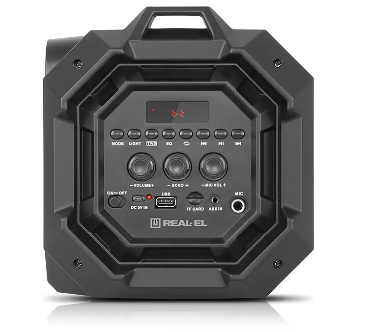Колонка портативна 2.0 Real-El X-751 Black 2 x 18 Вт пластиковий корпус Bluetooth MicroSD/USB акумулятор 4000 мАг - фото 5