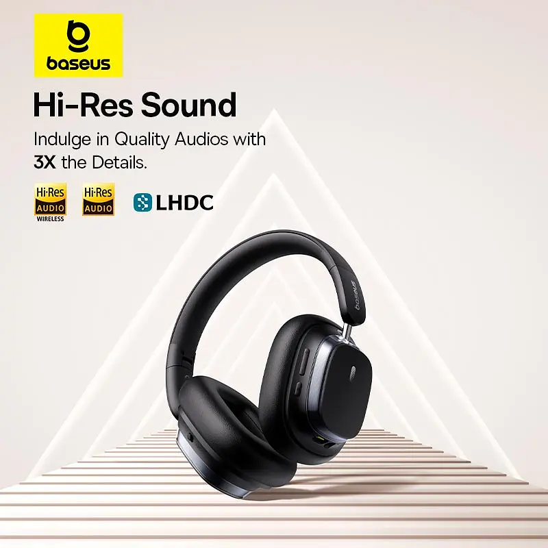 Накладные наушники Baseus Bowie H1s, Noise-Cancellation Wireless Headphones, BT5.4, ANC, 800mAh, 60h, 120h, black - фото 8
