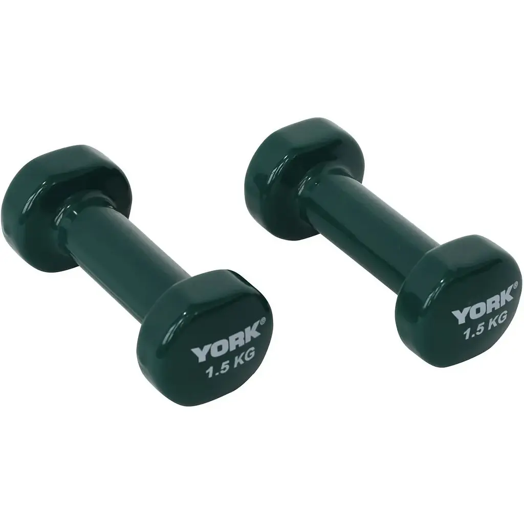 Гантели для фитнеса York Fitness виниловые круглые 2х1,5кг зеленый - фото 4