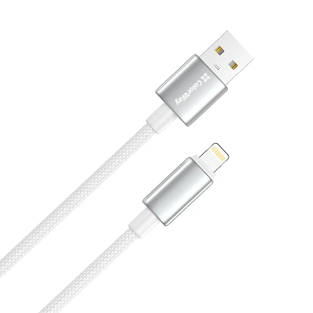 Кабель ColorWay USB - Lightning (M/M), zinc alloy braided, 3А, 1 м, Білий (CW-CBUL098-WT)