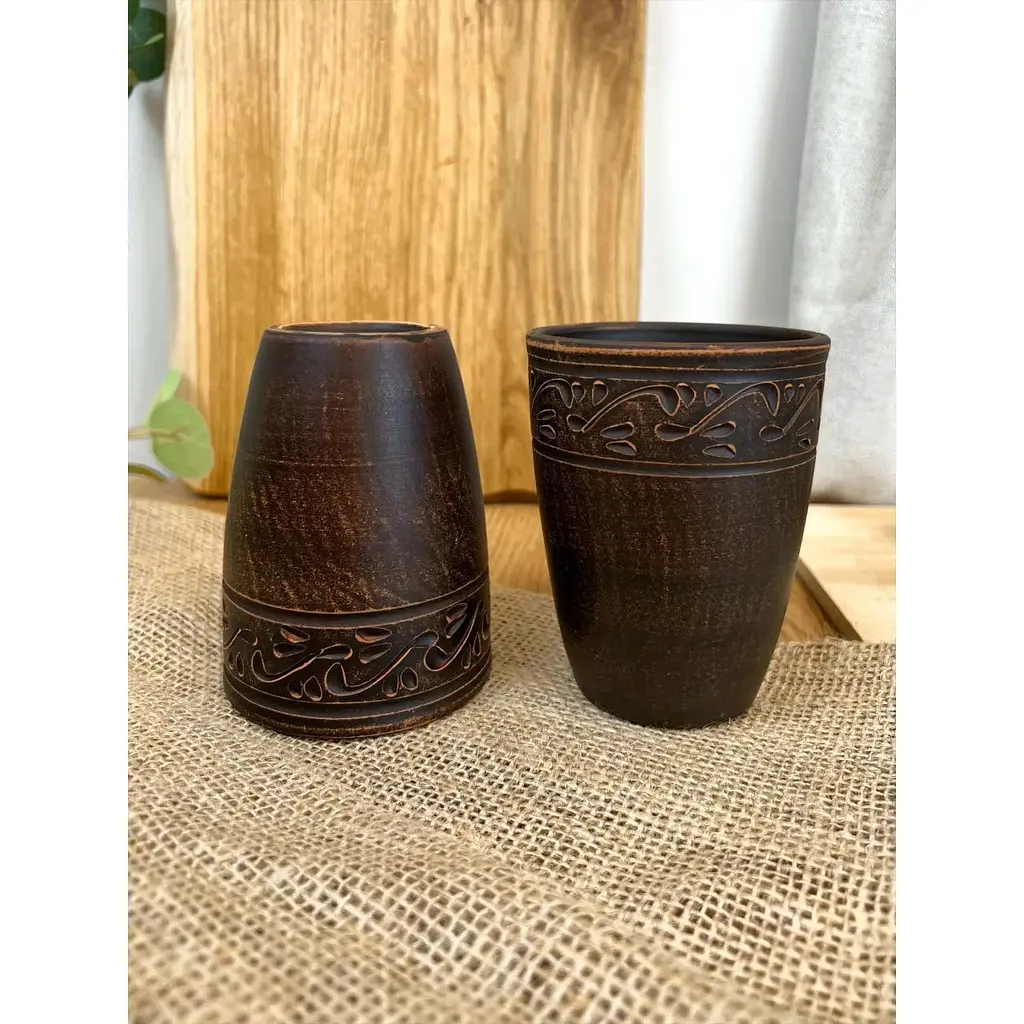 Склянка 0.4 літра керамічний (глиняний) різьблений Декор - фото 4