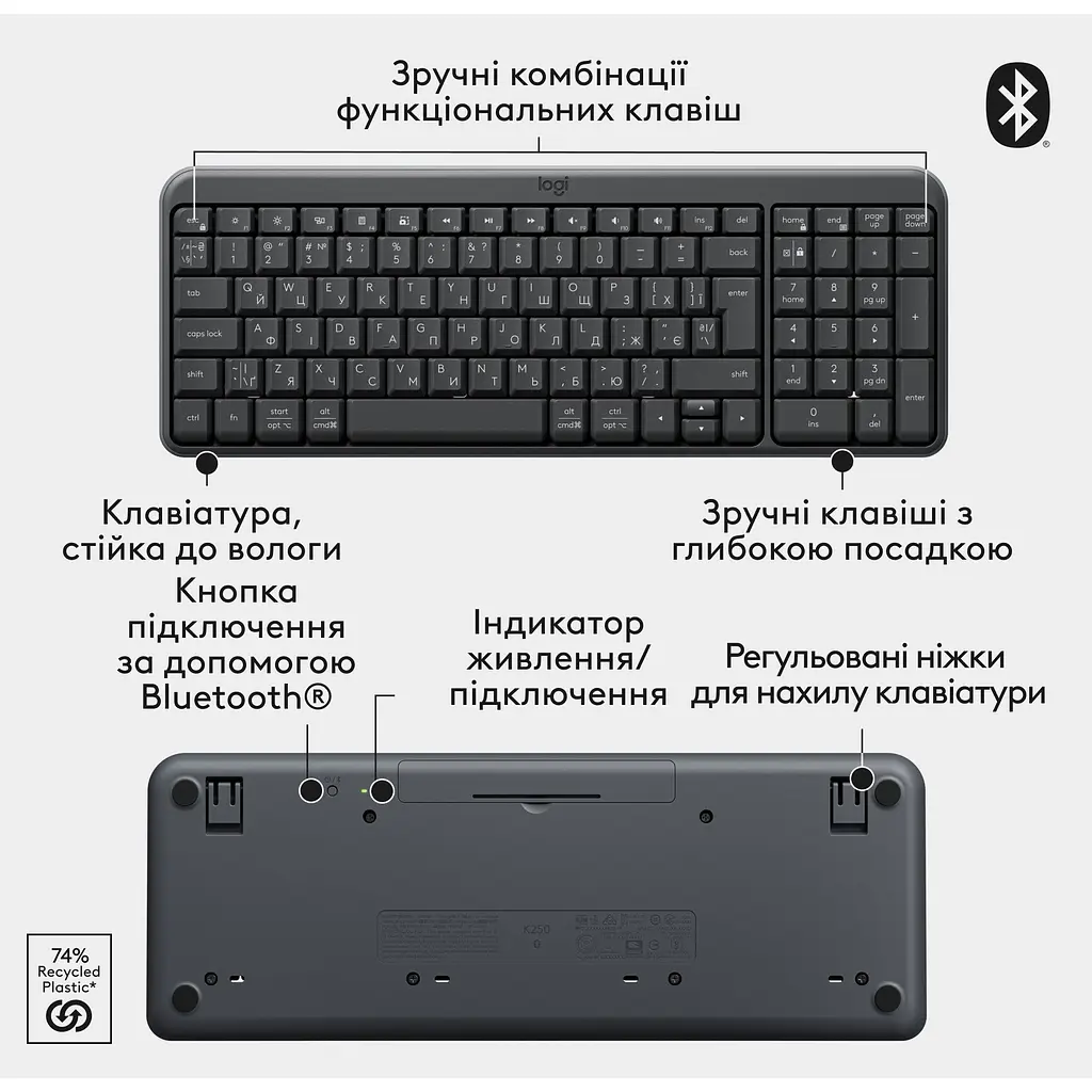 Клавиатура Logitech K250 Graphite (920-013822) [141505] - фото 5