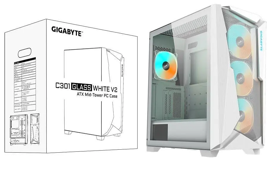 Корпус Gigabyte C301 Glass V2 без БЖ White (GB-C301GW V2) Без БП - фото 8
