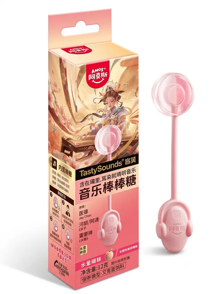 Льодяник Amos Tasty Sounds Audio Lollipop Peach Flavor 12г - фото 3