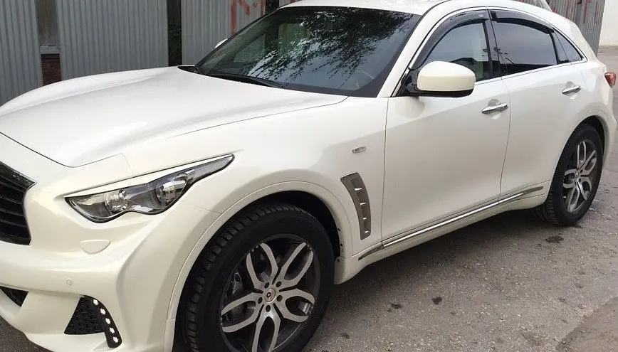 Дефлектори вікон вітровики для Infiniti FX35/50/QX70 2009- 4дв Хром молдинг - фото 3