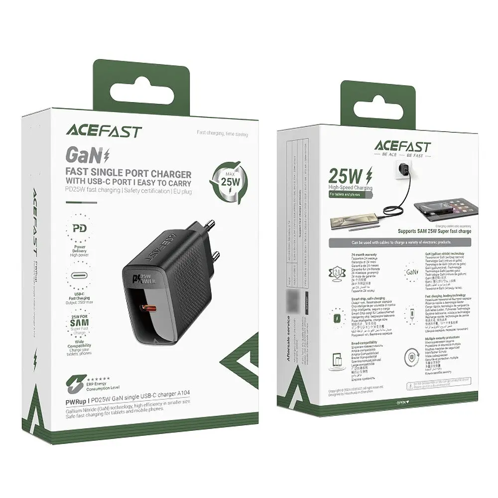 Мережевий зарядний пристрій Acefast A104 Type-C PD25W чорний - фото 7