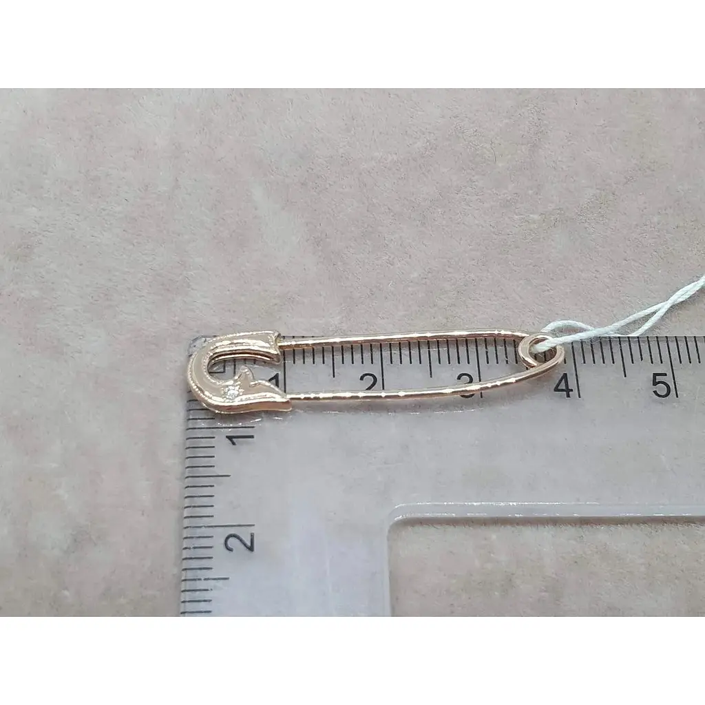 Золота брошка-шпилька Гаразд з діамантом. 3083329 - фото 3