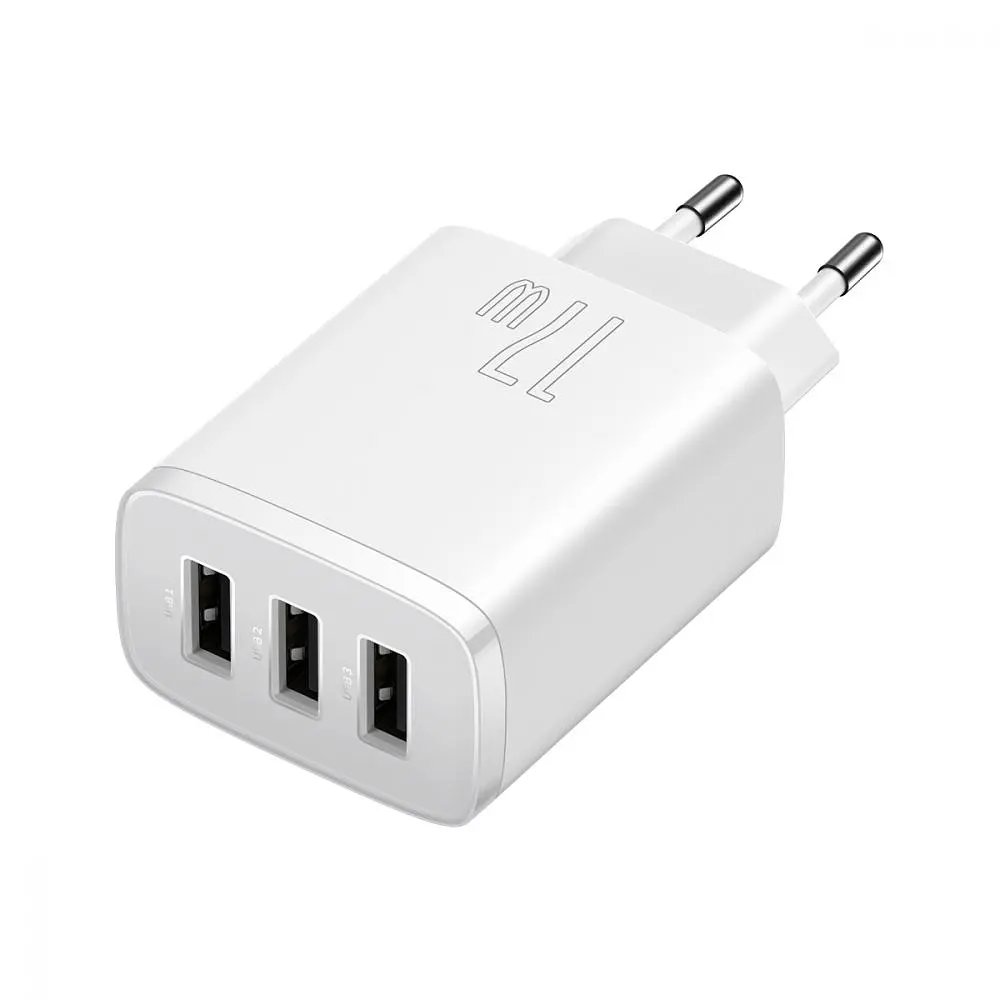 Мережевий зарядний пристрій Baseus Compact Charger 3U 17W 3USB White (CCXJ020102) [74464] - фото 2
