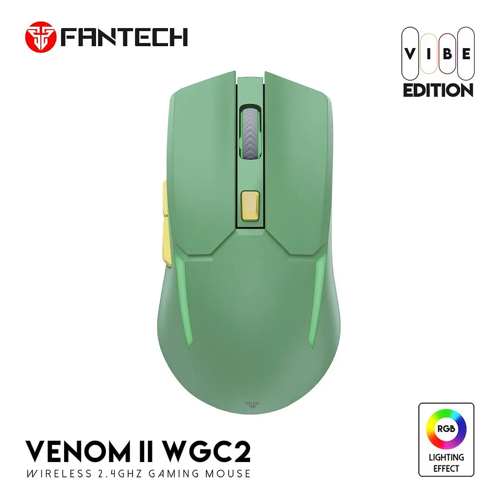 Ігрова бездротова мишка Fantech WGC2 Venom II Vibe RGB 2000 DPI 125Hz Green - фото 2