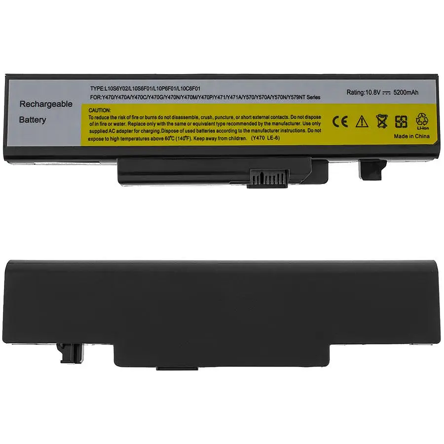 Батарея для ноутбука Lenovo L10S6F01 (IdeaPad: Y470A Y470G Y471P Y570P Y570 Y570A Y570D Y570M Y570N) 10.8V 5200mAh Чорний - фото 2