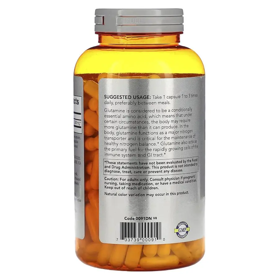 Аминокислота Now Sports L-Glutamine 1000 мг 240 капсул - фото 3