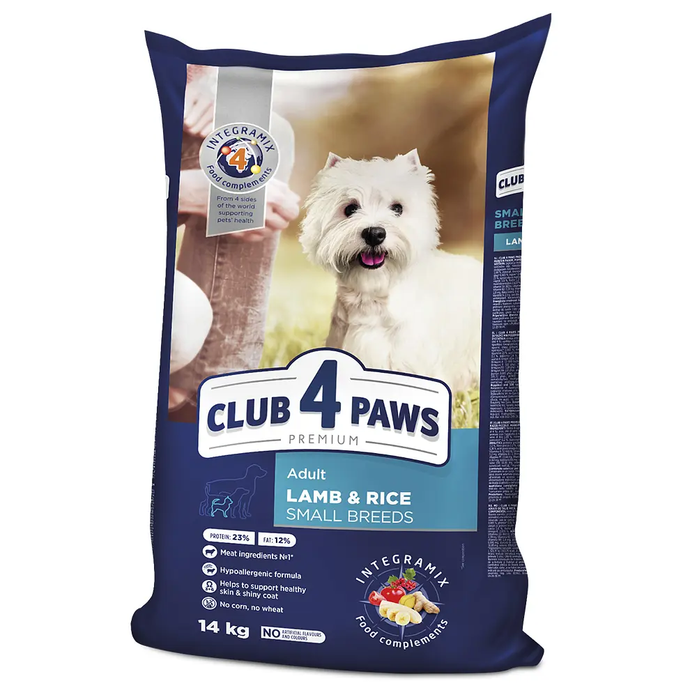 Сухий корм для собак малих порід Club 4 Paws з ягнятком та рисом 14 кг B4530901