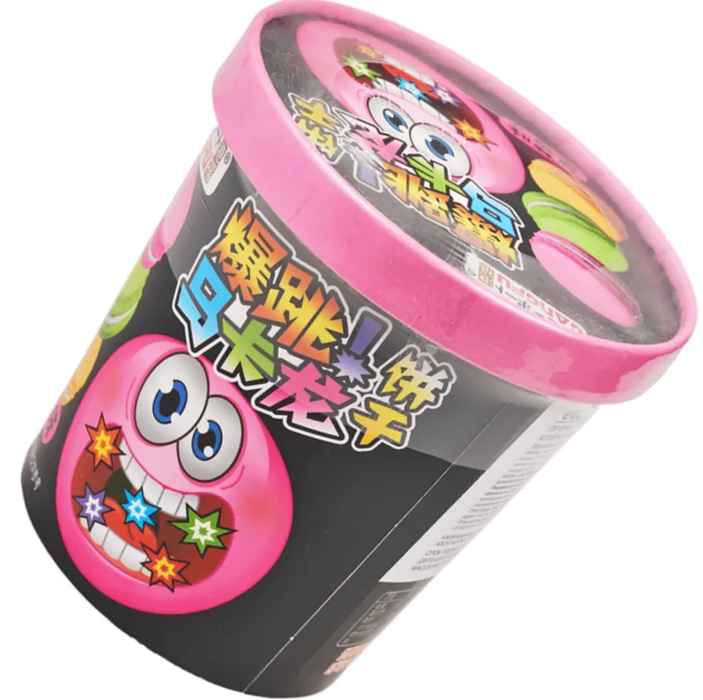 Печиво Макарон Gangfu Creamy Popping Candy з полуничним смаком і вибуховою карамелью 80г - фото 2