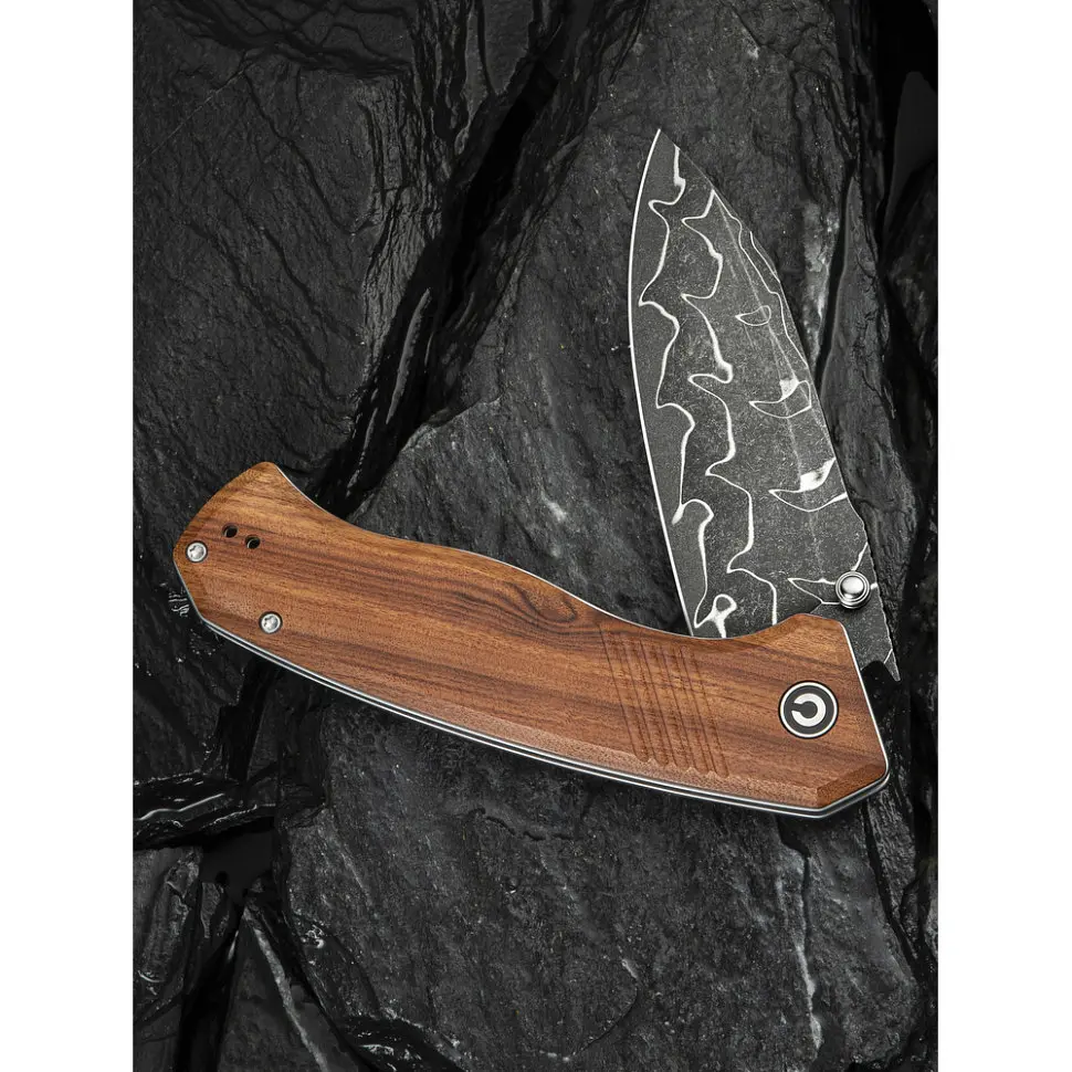 Ніж складаний туристичний Civivi Placoid, (9.3 см) Damascus / Guibourtia Wood - фото 12