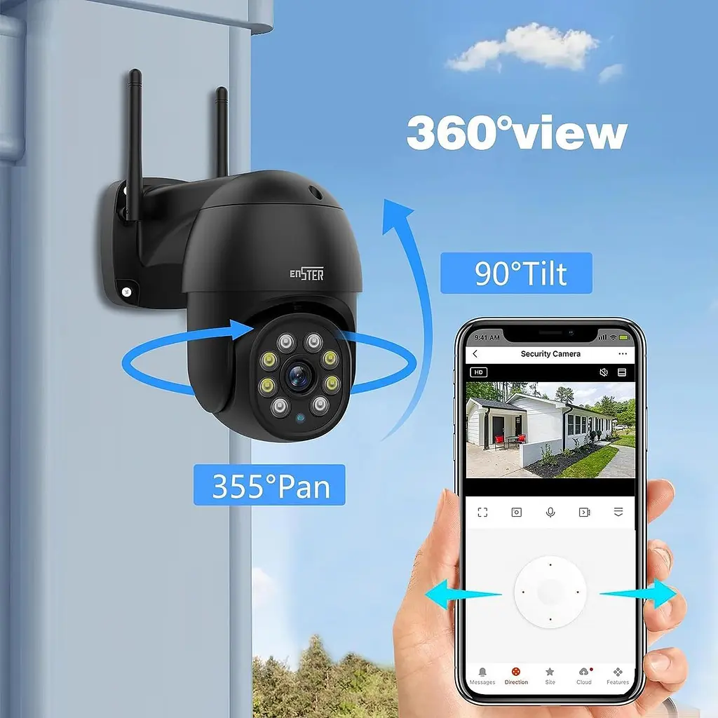 Wi-Fi камера спостереження ENSTER 2.5K 4MP з PTZ, кольоровим нічним баченням, автотрекінгом, IP66 - фото 4