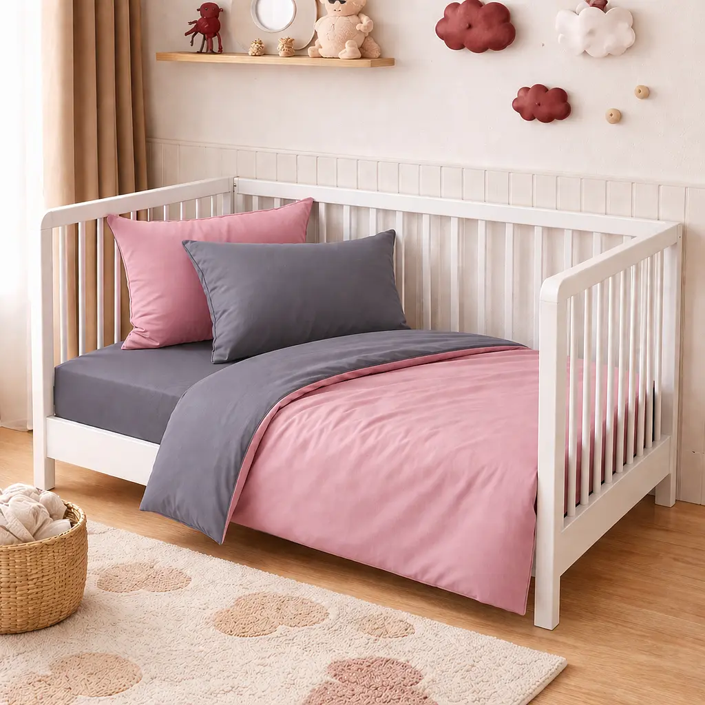 Дитяча постільна білизна MIRSON BABY фланель Ash grey/Pink 110х160см (2200012799536) - фото 3