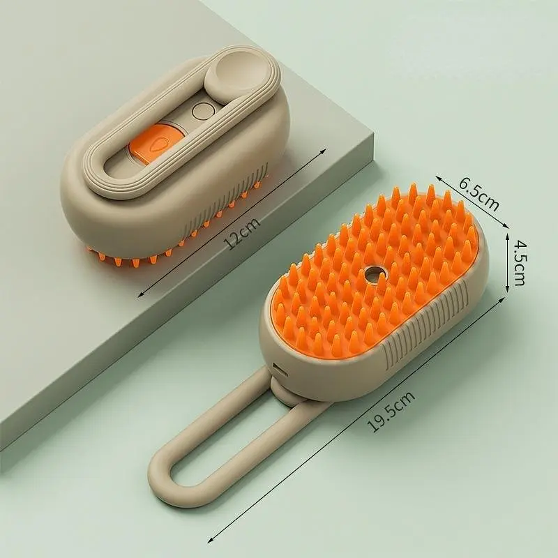 Парова щітка масажер з ручкою Steamy Brush, для сухого та вологого вичісування Сірий - фото 10