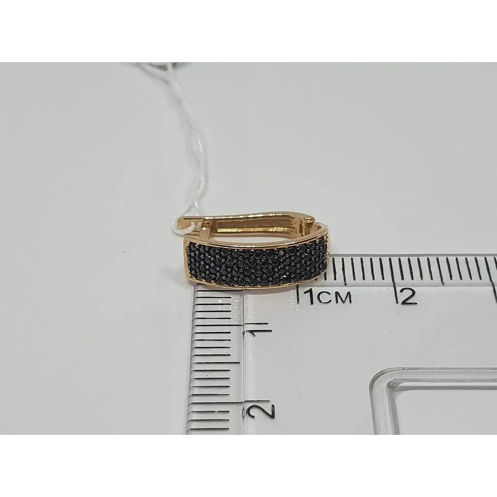 Золоті сережки Favoritum з чорними фіанітами. 211802_Ч - фото 4