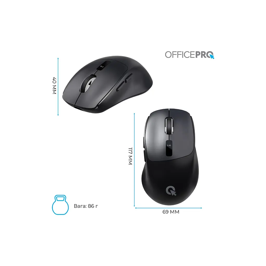 Мишка OfficePro M398B Wireless/Bluetooth Black (M398B) - фото 12